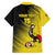 Custom Uganda Football Family Matching Puletasi and Hawaiian Shirt Black Crowned Crane Mix Grunge Style - Yellow Color