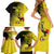 Custom Uganda Football Family Matching Short Sleeve Bodycon Dress and Hawaiian Shirt Black Crowned Crane Mix Grunge Style - Yellow Color