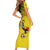 Custom Uganda Football Family Matching Short Sleeve Bodycon Dress and Hawaiian Shirt Black Crowned Crane Mix Grunge Style - Yellow Color