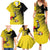 Custom Uganda Football Family Matching Summer Maxi Dress and Hawaiian Shirt Black Crowned Crane Mix Grunge Style - Yellow Color