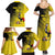 Custom Uganda Football Family Matching Summer Maxi Dress and Hawaiian Shirt Black Crowned Crane Mix Grunge Style - Yellow Color