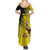 Custom Uganda Football Family Matching Summer Maxi Dress and Hawaiian Shirt Black Crowned Crane Mix Grunge Style - Yellow Color