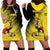 Custom Uganda Football Hoodie Dress Black Crowned Crane Mix Grunge Style - Yellow Color