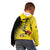 Custom Uganda Football Kid Hoodie Black Crowned Crane Mix Grunge Style - Yellow Color