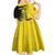 Custom Uganda Football Kid Short Sleeve Dress Black Crowned Crane Mix Grunge Style - Yellow Color