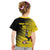 Custom Uganda Football Kid T Shirt Black Crowned Crane Mix Grunge Style - Yellow Color