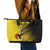 Custom Uganda Football Leather Tote Bag Black Crowned Crane Mix Grunge Style - Yellow Color