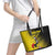 Custom Uganda Football Leather Tote Bag Black Crowned Crane Mix Grunge Style - Yellow Color