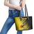 Custom Uganda Football Leather Tote Bag Black Crowned Crane Mix Grunge Style - Yellow Color