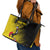 Custom Uganda Football Leather Tote Bag Black Crowned Crane Mix Grunge Style - Yellow Color