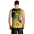 Custom Uganda Football Men Tank Top Black Crowned Crane Mix Grunge Style - Yellow Color