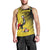 Custom Uganda Football Men Tank Top Black Crowned Crane Mix Grunge Style - Yellow Color