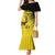 Custom Uganda Football Mermaid Dress Black Crowned Crane Mix Grunge Style - Yellow Color