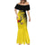 Custom Uganda Football Mermaid Dress Black Crowned Crane Mix Grunge Style - Yellow Color