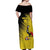 Custom Uganda Football Off Shoulder Maxi Dress Black Crowned Crane Mix Grunge Style - Yellow Color