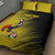 Custom Uganda Football Quilt Bed Set Black Crowned Crane Mix Grunge Style - Yellow Color