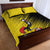 Custom Uganda Football Quilt Bed Set Black Crowned Crane Mix Grunge Style - Yellow Color