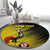 Custom Uganda Football Round Carpet Black Crowned Crane Mix Grunge Style - Yellow Color