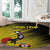 Custom Uganda Football Round Carpet Black Crowned Crane Mix Grunge Style - Yellow Color