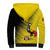 Custom Uganda Football Sherpa Hoodie Black Crowned Crane Mix Grunge Style - Yellow Color