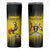 Custom Uganda Football Skinny Tumbler Black Crowned Crane Mix Grunge Style - Yellow Color