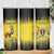 Custom Uganda Football Skinny Tumbler Black Crowned Crane Mix Grunge Style - Yellow Color