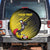 Custom Uganda Football Spare Tire Cover Black Crowned Crane Mix Grunge Style - Yellow Color