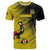 Custom Uganda Football T Shirt Black Crowned Crane Mix Grunge Style - Yellow Color