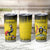 Custom Uganda Football Tumbler Cup Black Crowned Crane Mix Grunge Style - Yellow Color