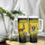 Custom Uganda Football Tumbler With Handle Black Crowned Crane Mix Grunge Style - Yellow Color