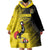 Custom Uganda Football Wearable Blanket Hoodie Black Crowned Crane Mix Grunge Style - Yellow Color