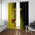 Custom Uganda Football Window Curtain Black Crowned Crane Mix Grunge Style - Yellow Color