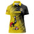 Custom Uganda Football Women Polo Shirt Black Crowned Crane Mix Grunge Style - Yellow Color