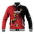 Custom Uganda Football Baseball Jacket Black Crowned Crane Mix Grunge Style - Red Color