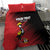 Custom Uganda Football Bedding Set Black Crowned Crane Mix Grunge Style - Red Color