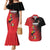 Custom Uganda Football Couples Matching Mermaid Dress and Hawaiian Shirt Black Crowned Crane Mix Grunge Style - Red Color