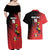 Custom Uganda Football Couples Matching Off Shoulder Maxi Dress and Hawaiian Shirt Black Crowned Crane Mix Grunge Style - Red Color