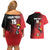 Custom Uganda Football Couples Matching Off Shoulder Short Dress and Hawaiian Shirt Black Crowned Crane Mix Grunge Style - Red Color