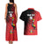 Custom Uganda Football Couples Matching Tank Maxi Dress and Hawaiian Shirt Black Crowned Crane Mix Grunge Style - Red Color