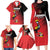 Custom Uganda Football Family Matching Long Sleeve Bodycon Dress and Hawaiian Shirt Black Crowned Crane Mix Grunge Style - Red Color