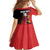 Custom Uganda Football Family Matching Mermaid Dress and Hawaiian Shirt Black Crowned Crane Mix Grunge Style - Red Color