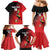 Custom Uganda Football Family Matching Mermaid Dress and Hawaiian Shirt Black Crowned Crane Mix Grunge Style - Red Color