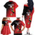 Custom Uganda Football Family Matching Off The Shoulder Long Sleeve Dress and Hawaiian Shirt Black Crowned Crane Mix Grunge Style - Red Color