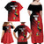 Custom Uganda Football Family Matching Off Shoulder Maxi Dress and Hawaiian Shirt Black Crowned Crane Mix Grunge Style - Red Color