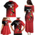 Custom Uganda Football Family Matching Puletasi and Hawaiian Shirt Black Crowned Crane Mix Grunge Style - Red Color