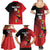 Custom Uganda Football Family Matching Summer Maxi Dress and Hawaiian Shirt Black Crowned Crane Mix Grunge Style - Red Color