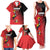 Custom Uganda Football Family Matching Tank Maxi Dress and Hawaiian Shirt Black Crowned Crane Mix Grunge Style - Red Color