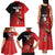 Custom Uganda Football Family Matching Tank Maxi Dress and Hawaiian Shirt Black Crowned Crane Mix Grunge Style - Red Color