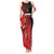 Custom Uganda Football Family Matching Tank Maxi Dress and Hawaiian Shirt Black Crowned Crane Mix Grunge Style - Red Color