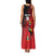 Custom Uganda Football Family Matching Tank Maxi Dress and Hawaiian Shirt Black Crowned Crane Mix Grunge Style - Red Color